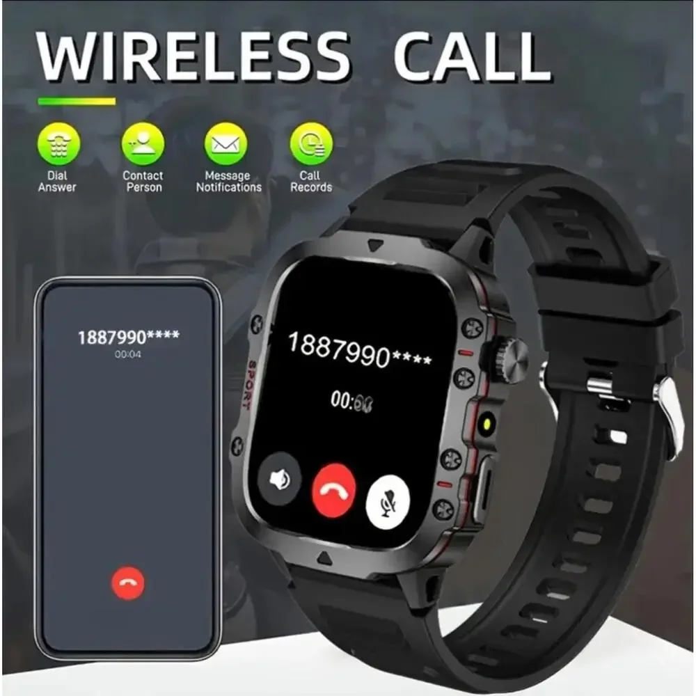 Smart Watch for Men, Smartwatch Outdoor Sports, with LED Light, Wireless Calling